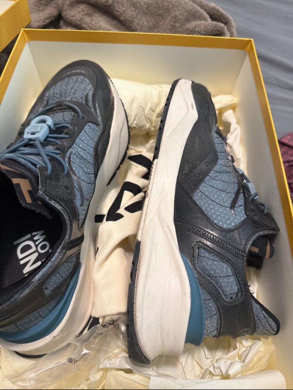 Fendi Black and Blue Plow Sneakers